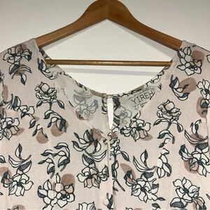 YIREH V-Neck Button Front Floral Mini Dress M